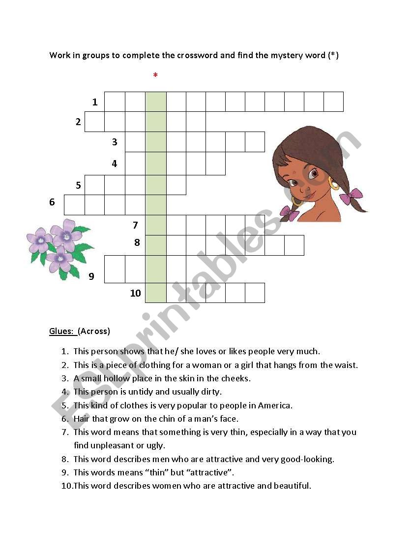 Crossword: words used to decribe a person