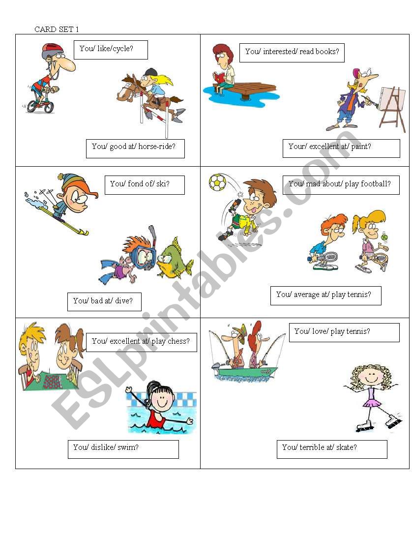 SPEAKING CARDS ON ABILITY AND PREFERENCES + GERUND 