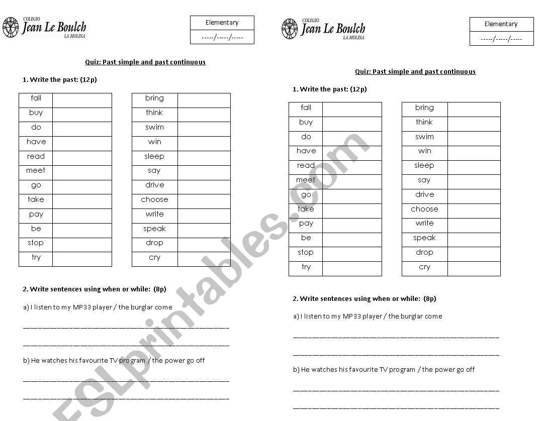 Quiz: simple past and past continuous