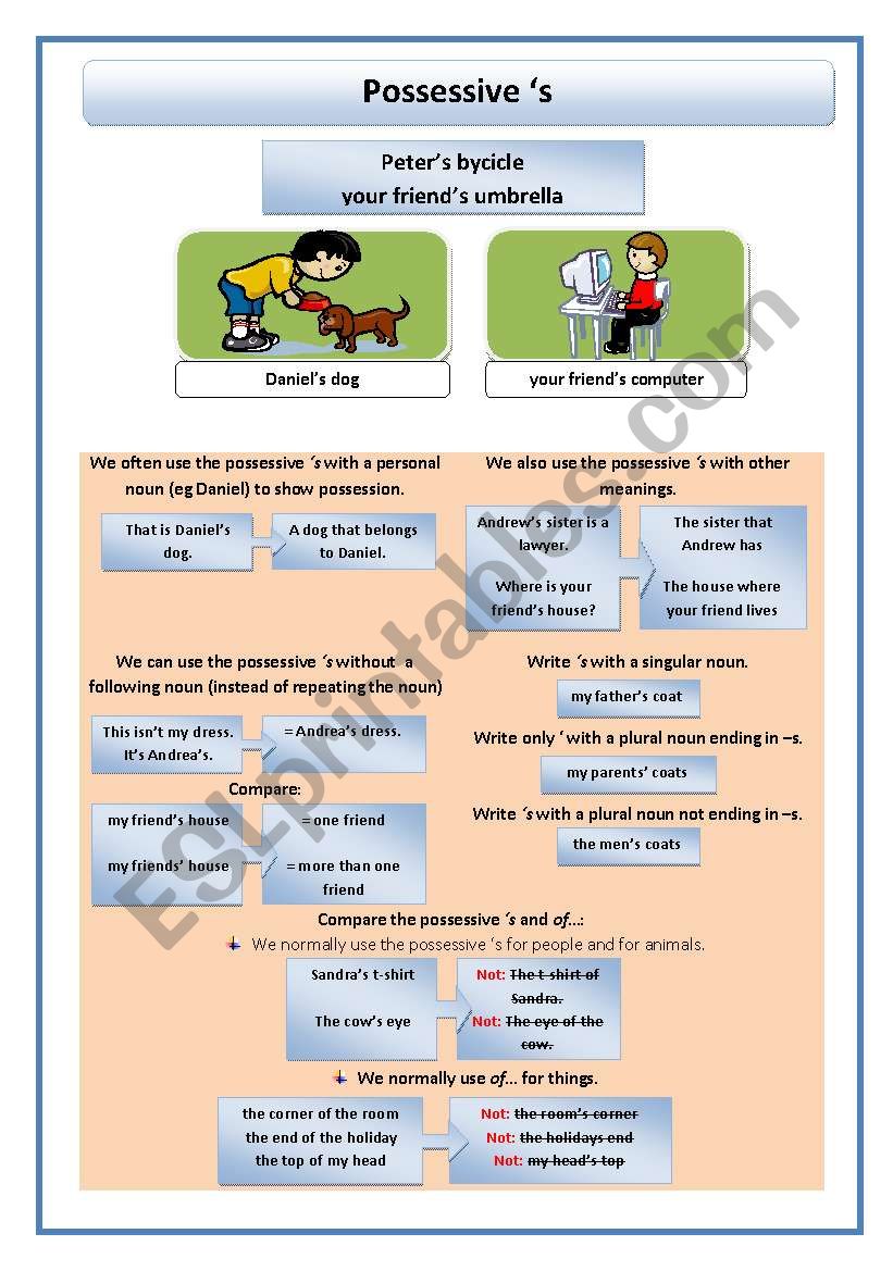 Possessive use worksheet