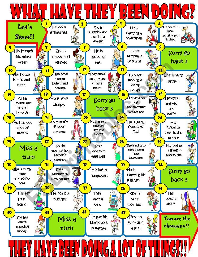 Present Perfect Continuous board game