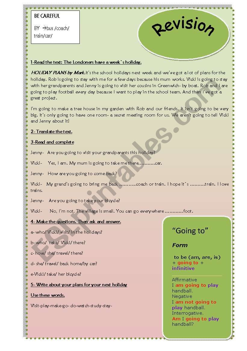 Revision- Going to worksheet