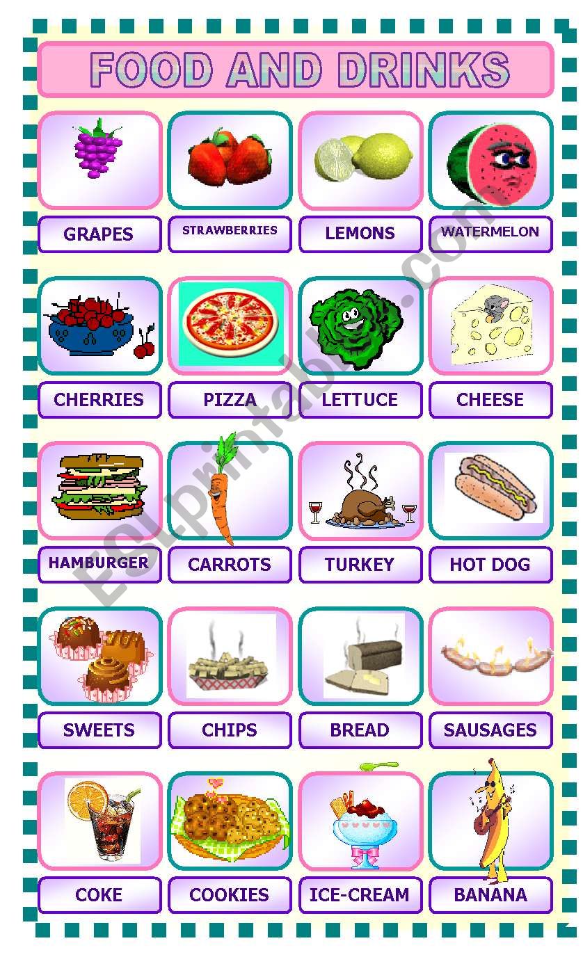 FOOD AND DRINKS worksheet