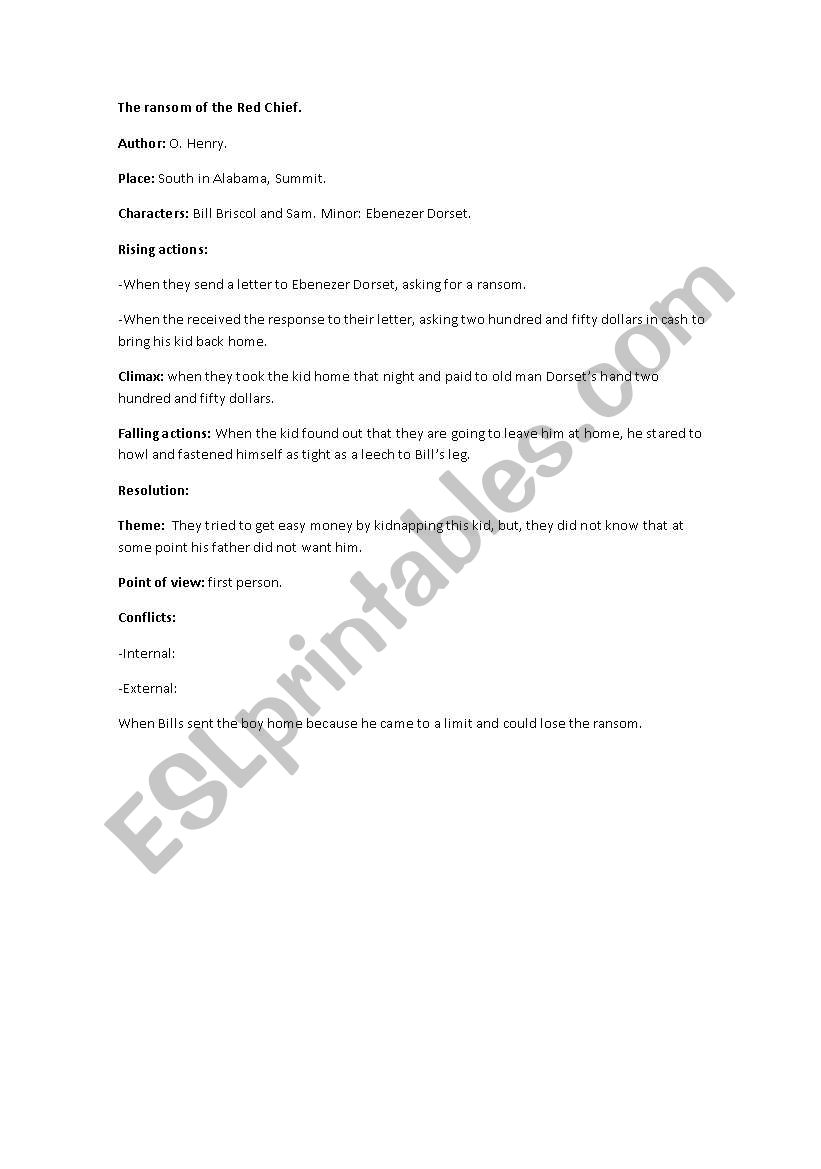 Ransom of the red chief. worksheet
