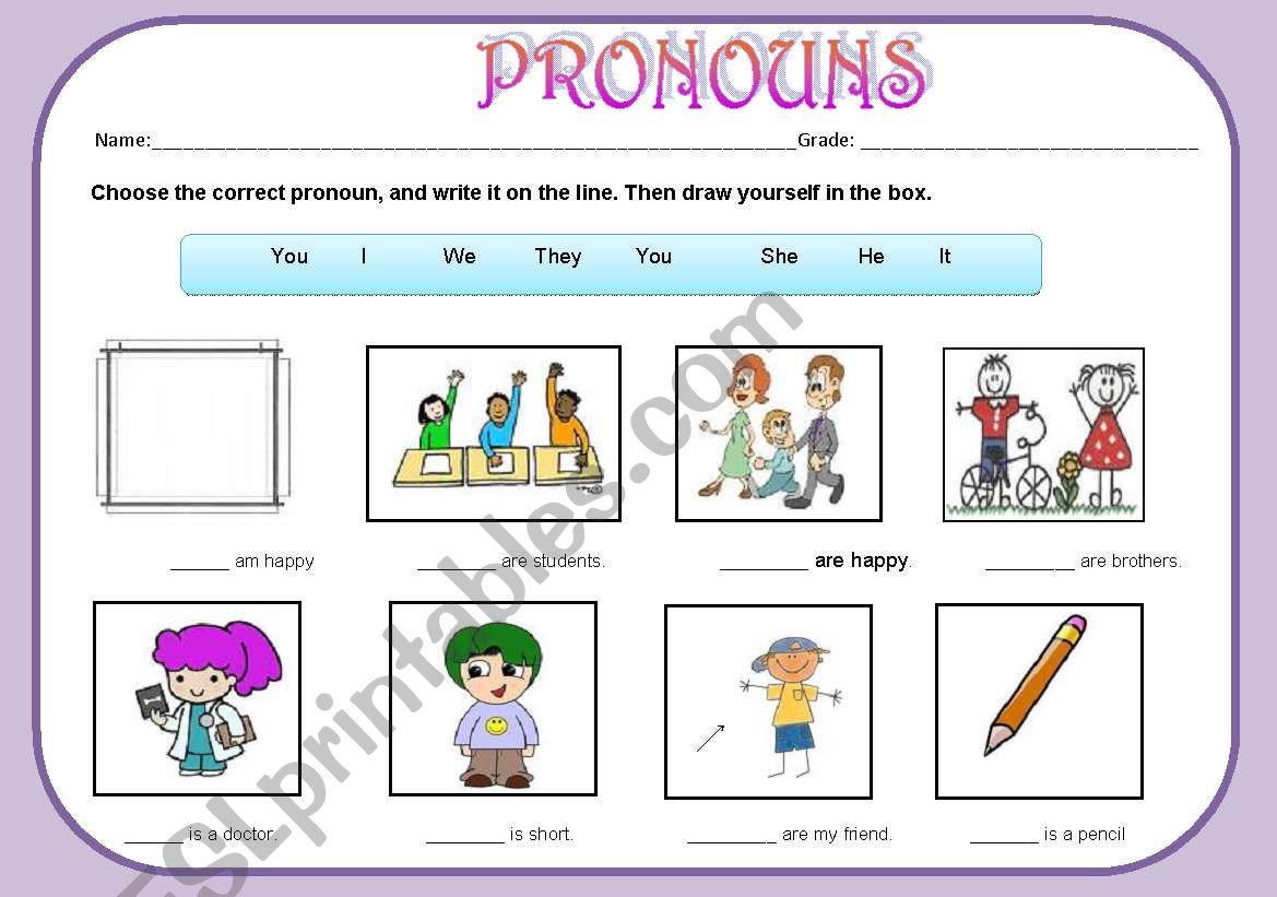 Pronouns worksheet