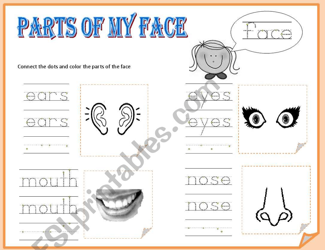 PARTS OF MY FACE worksheet