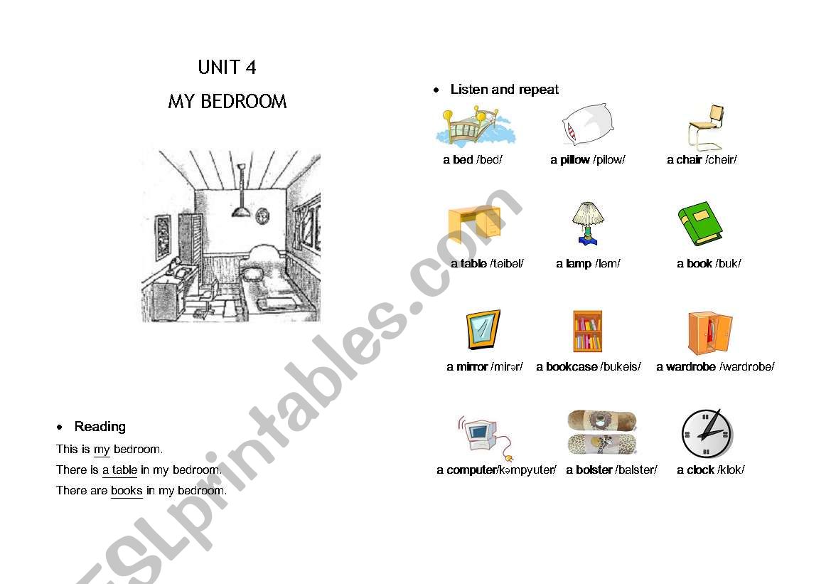 Unit 4 - My Bed room worksheet
