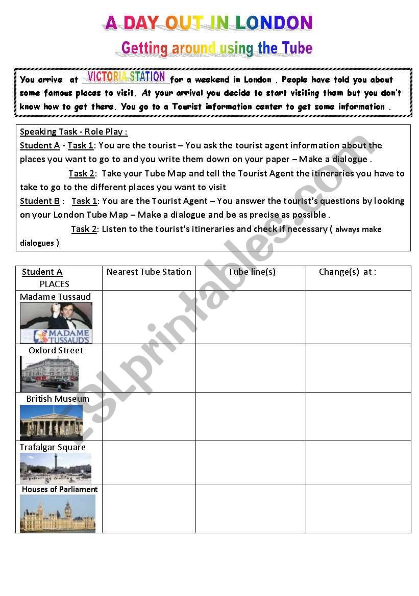 A day out in London worksheet