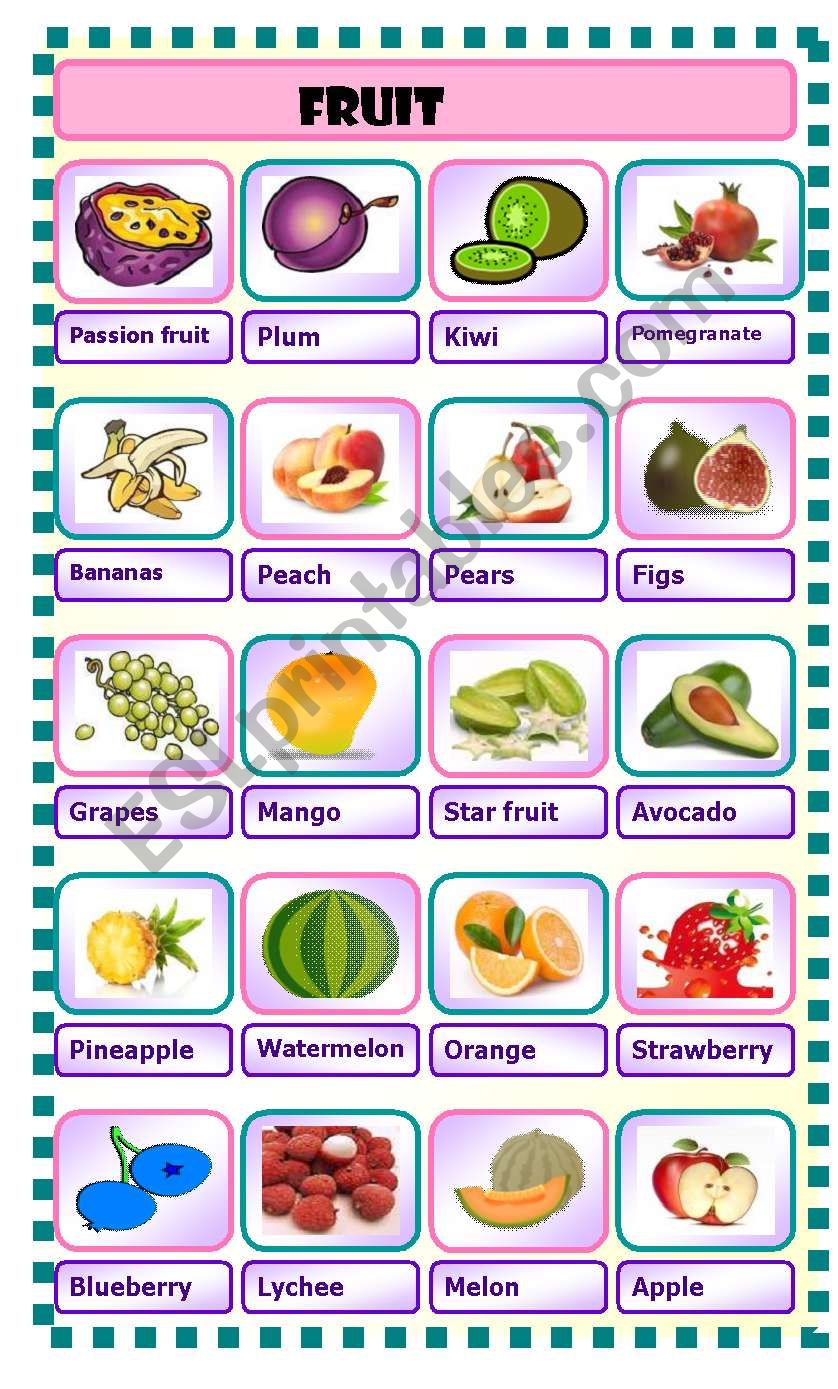 fruit: pictionary worksheet