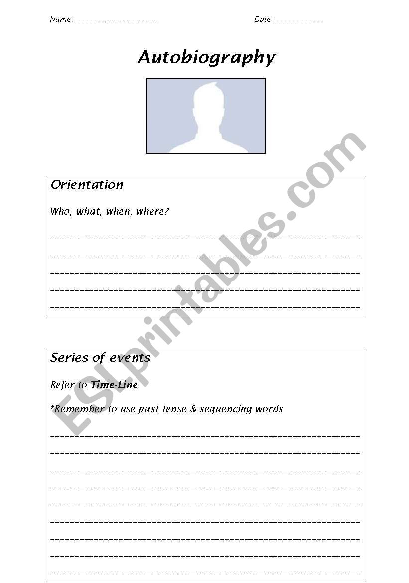 Autobiography scaffold worksheet