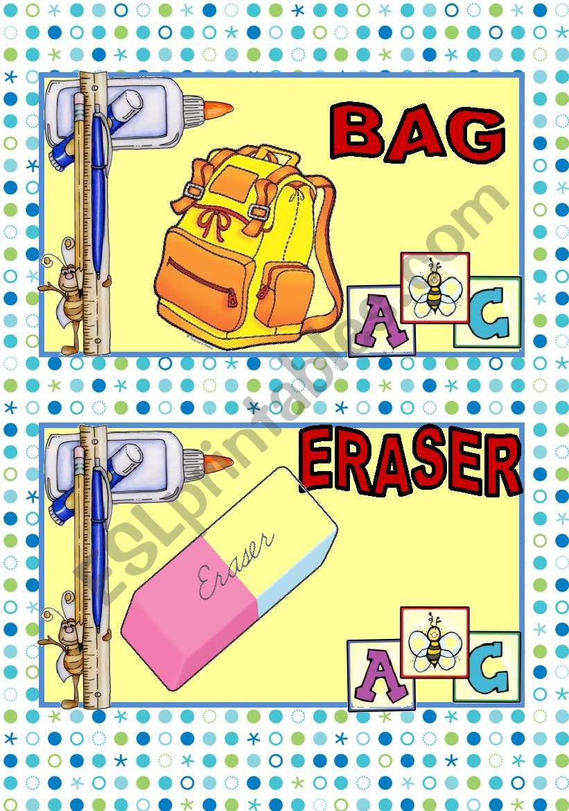 SCHOOL SUPPLIES FLASH CARDS#2 worksheet