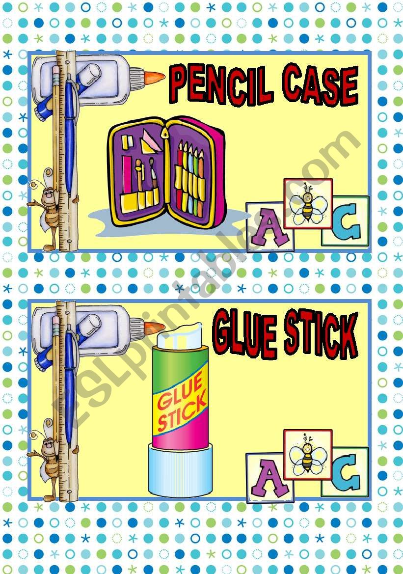 SCHOOL SUPPLIES FLASH CARDS#3 worksheet