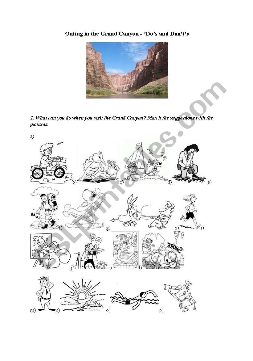 Outing in the Grand Canyon worksheet
