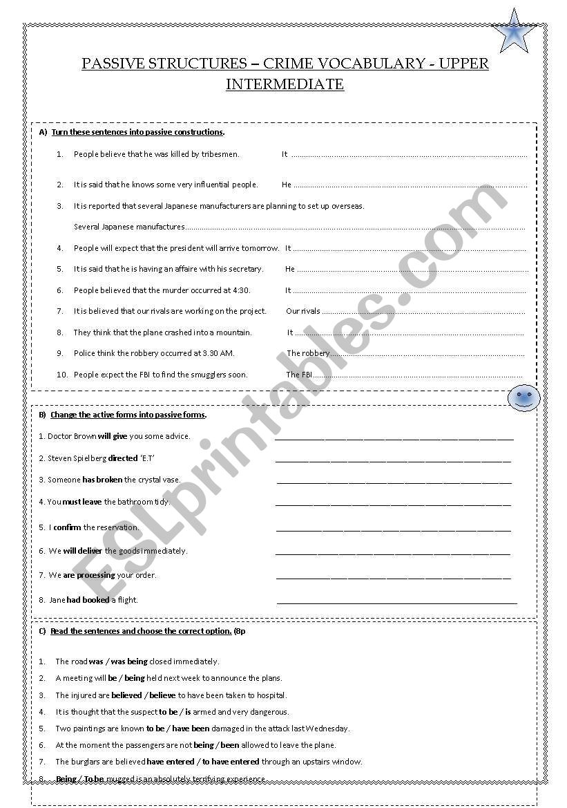 Passive Structures worksheet