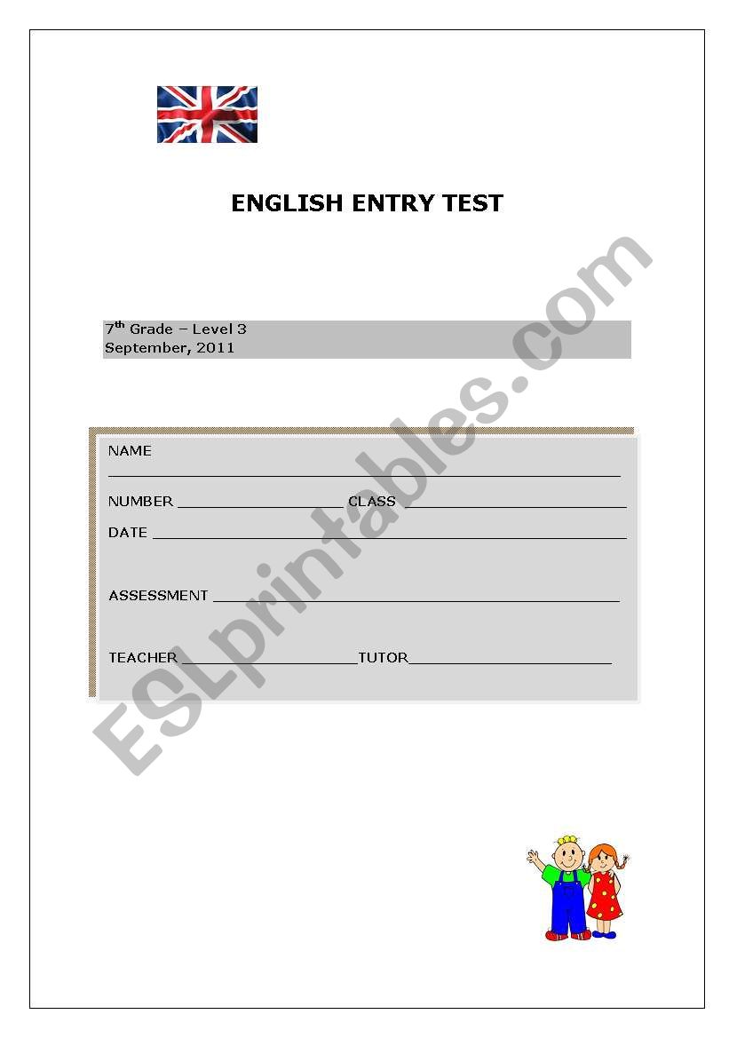 Entry Test 7th worksheet