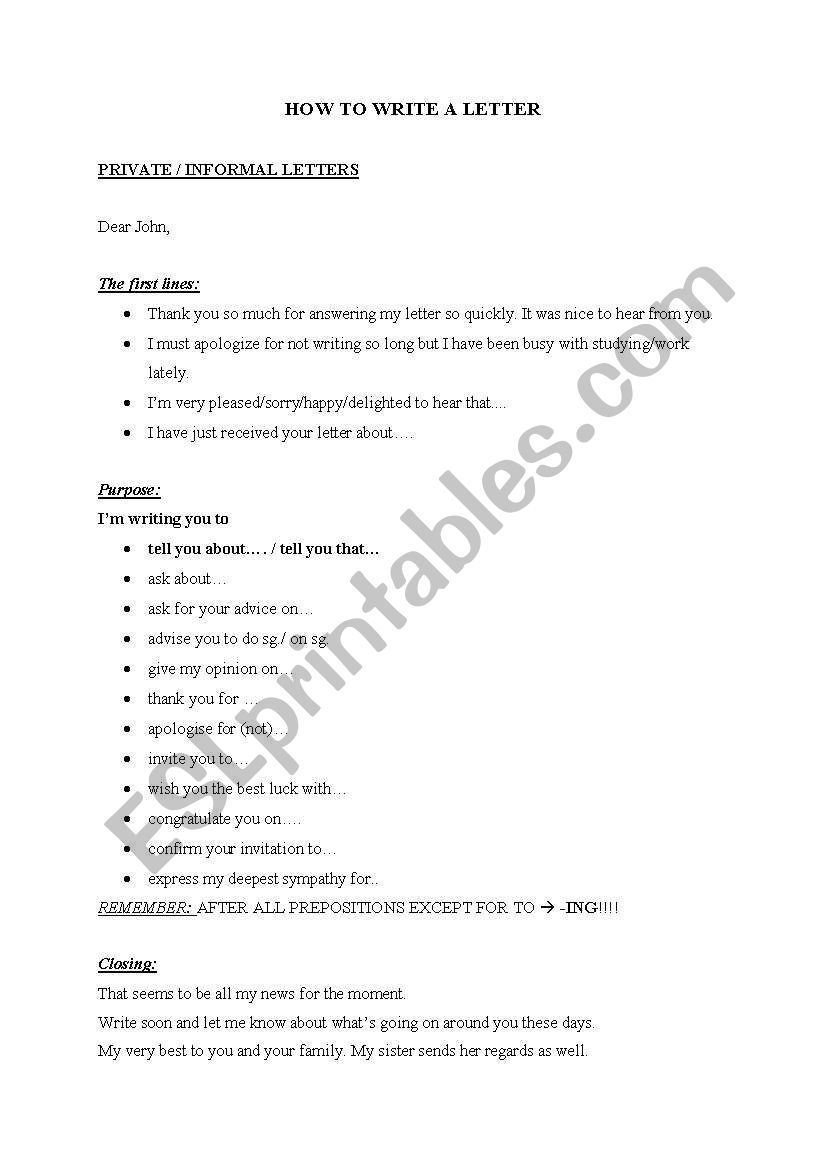 How to write a letter? worksheet