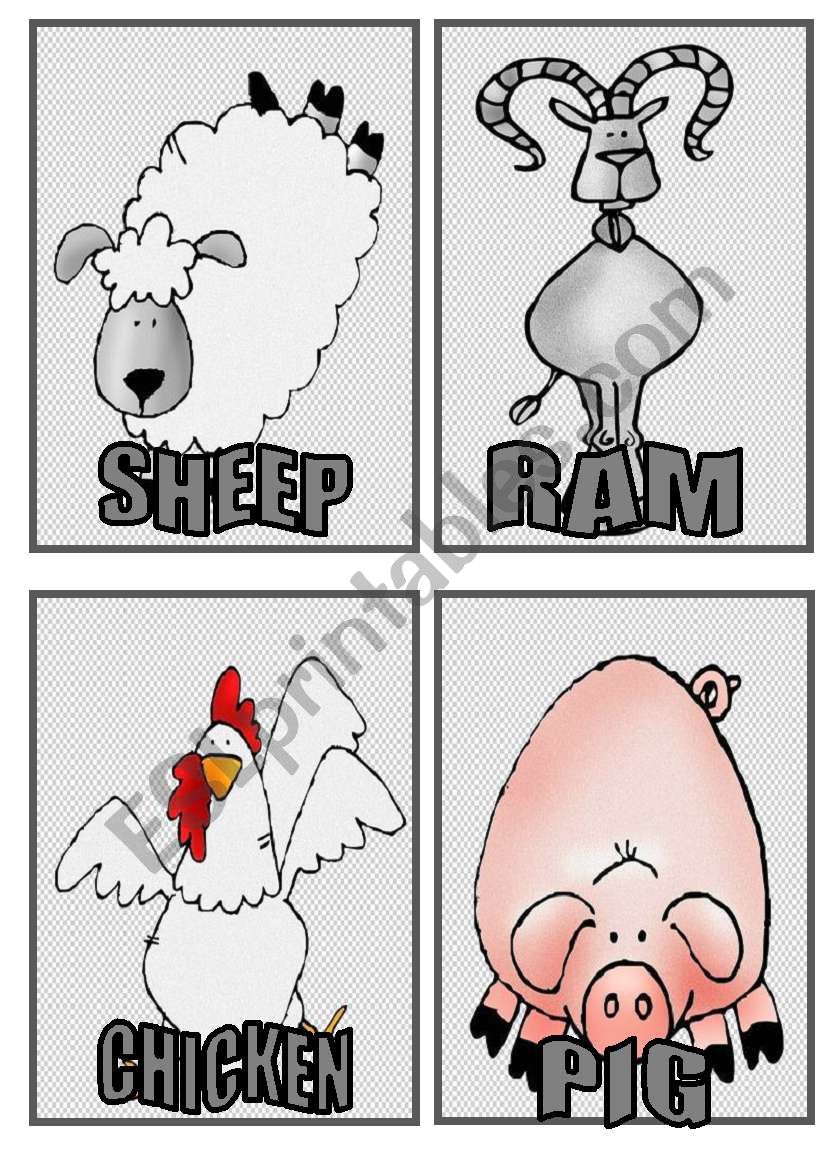 FARM ANIMALS FLASH CARDS worksheet