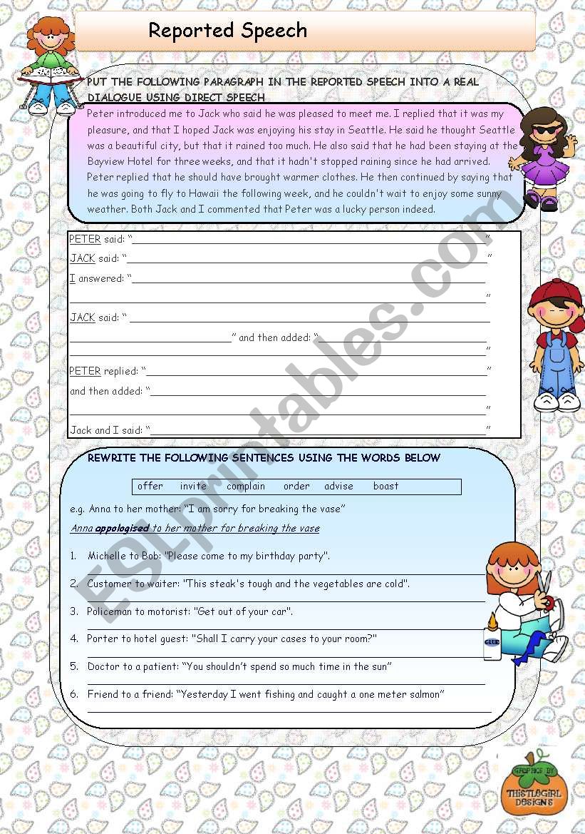 Reported Speech worksheet