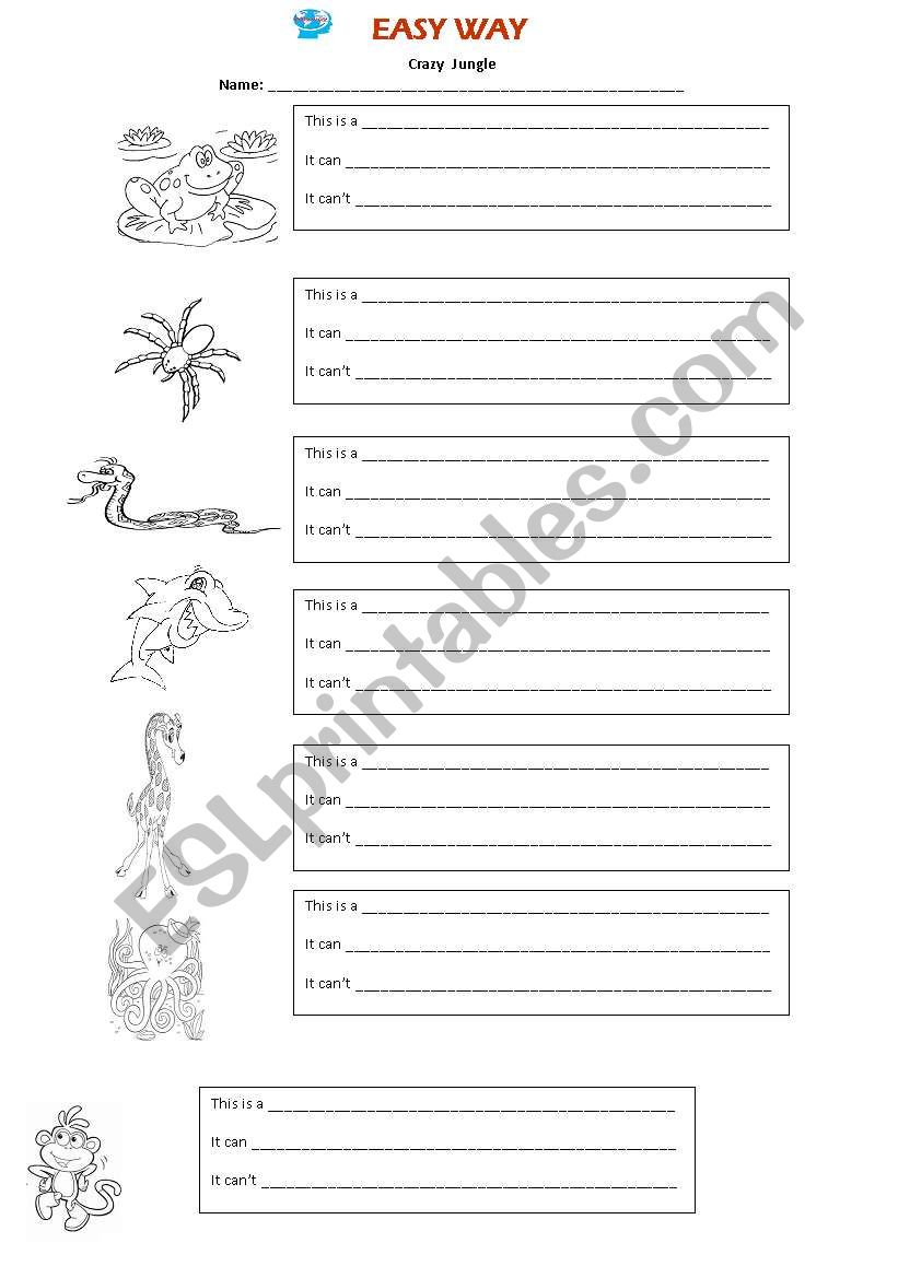 Crasy jungle worksheet