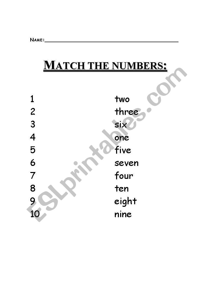 Numbers from 1 to 10 worksheet