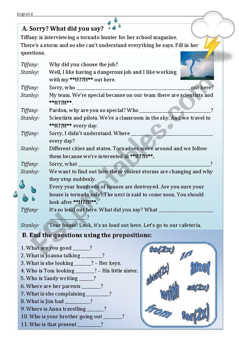 Questions with prepositions - worksheet