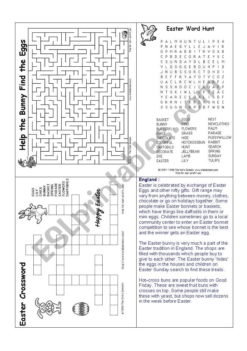 Easter task sheet worksheet