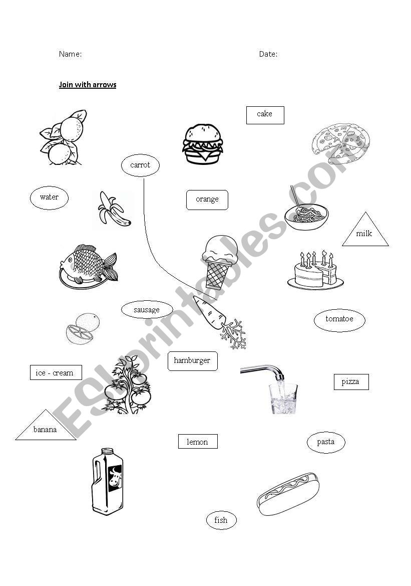 food items worksheet