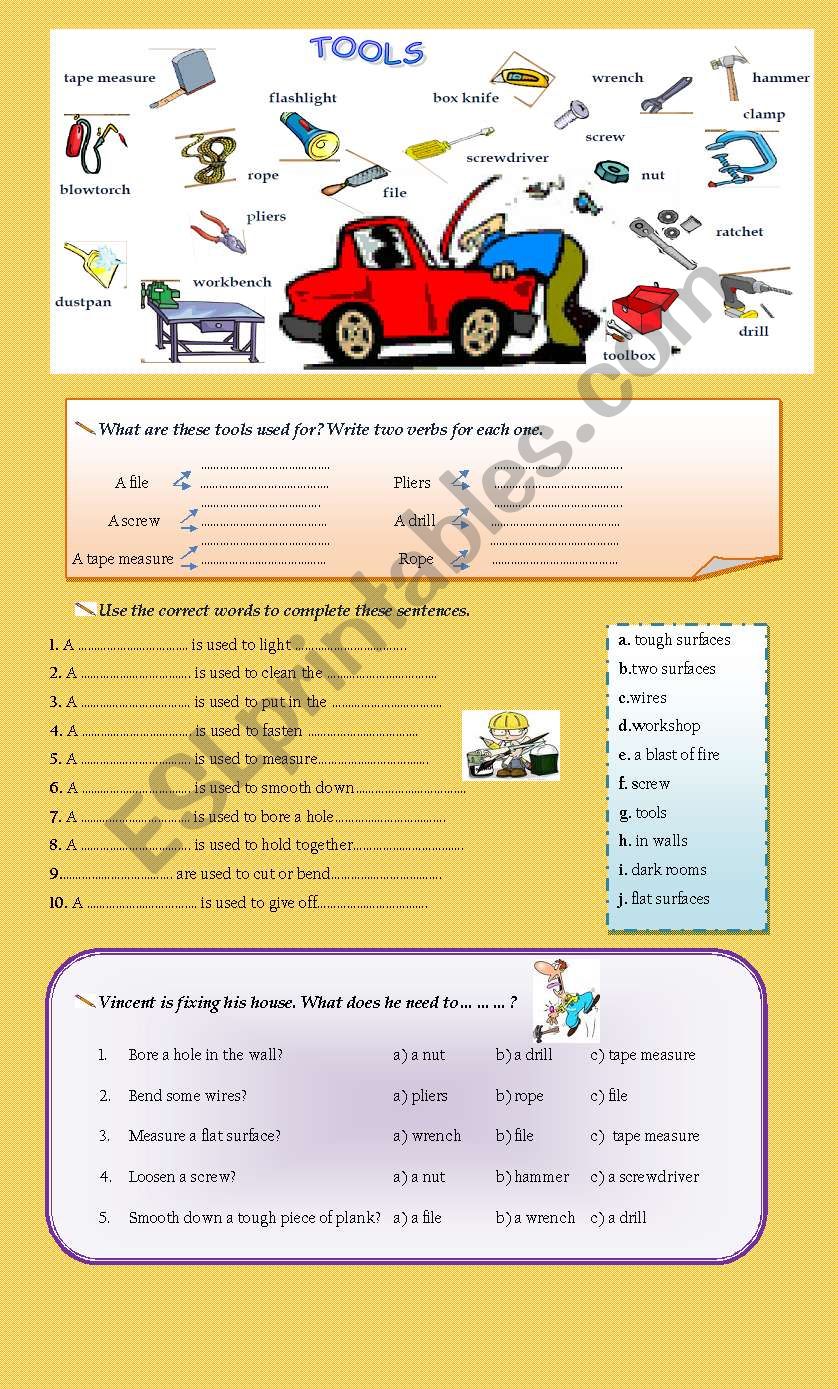 Tools worksheet