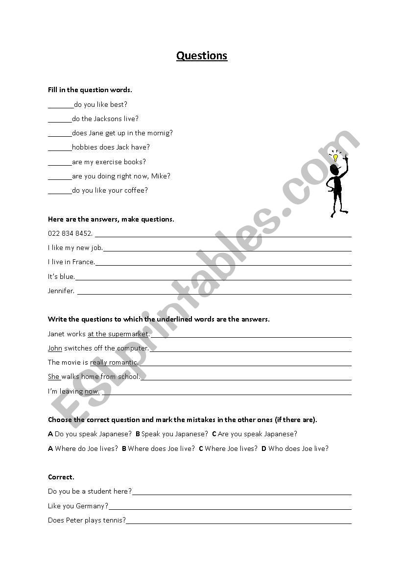 Questions worksheet