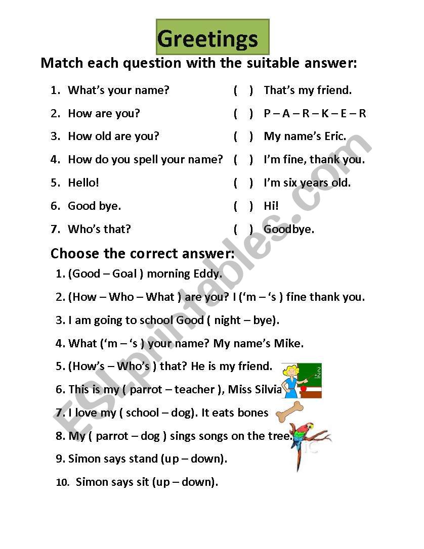 Greetings worksheet