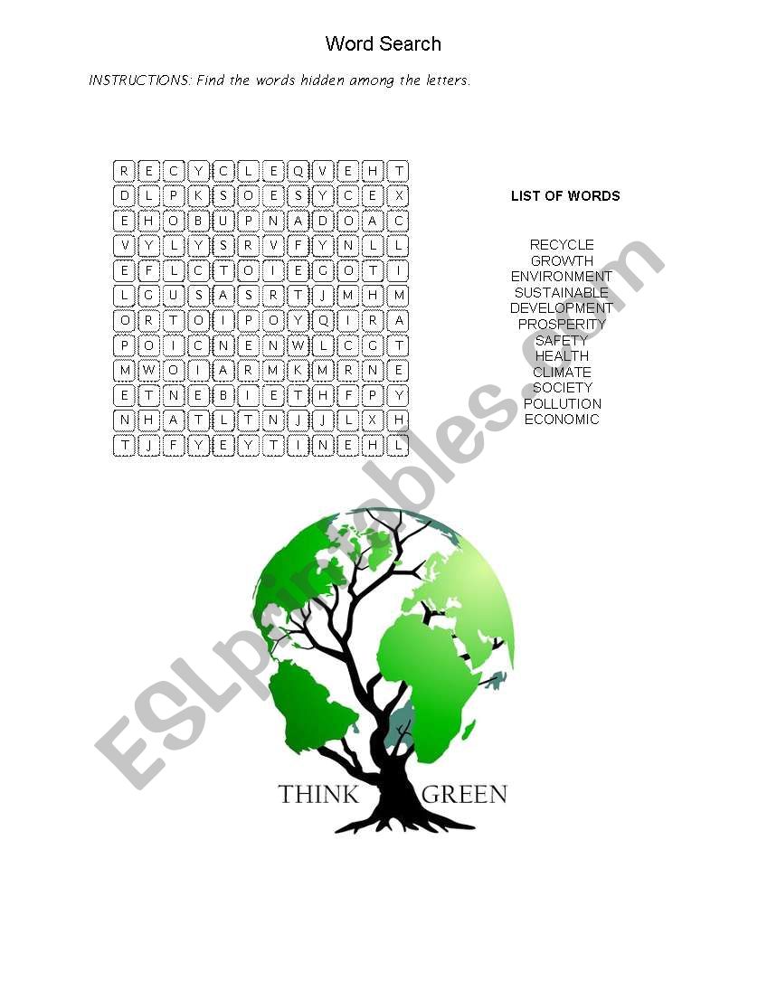 Go green worksheet