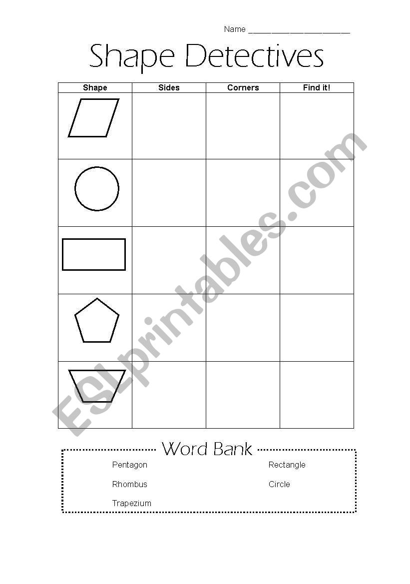 Shape Detectives worksheet