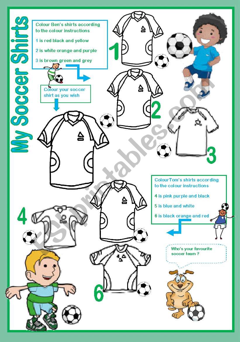 My soccer shirts worksheet