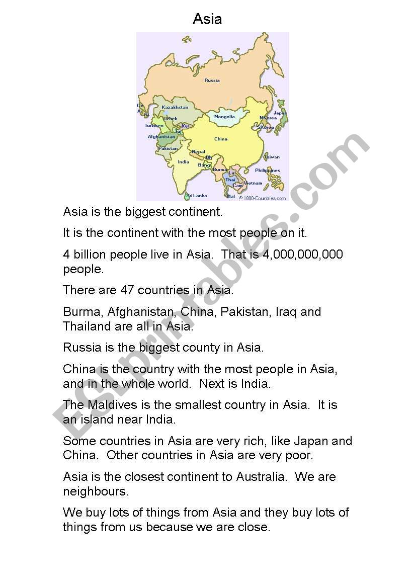 Continents info 1 (Asia and Europe)