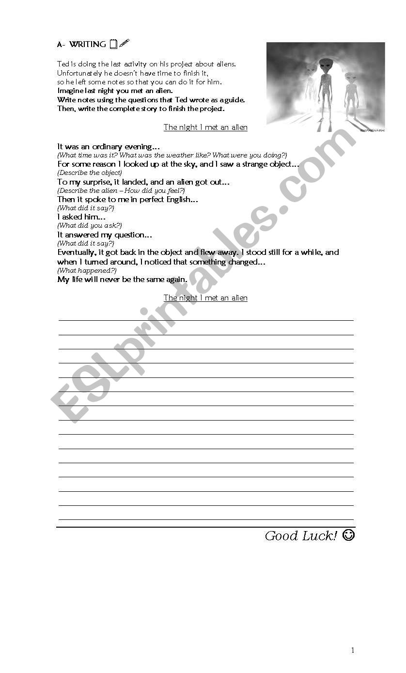 Writing a story worksheet