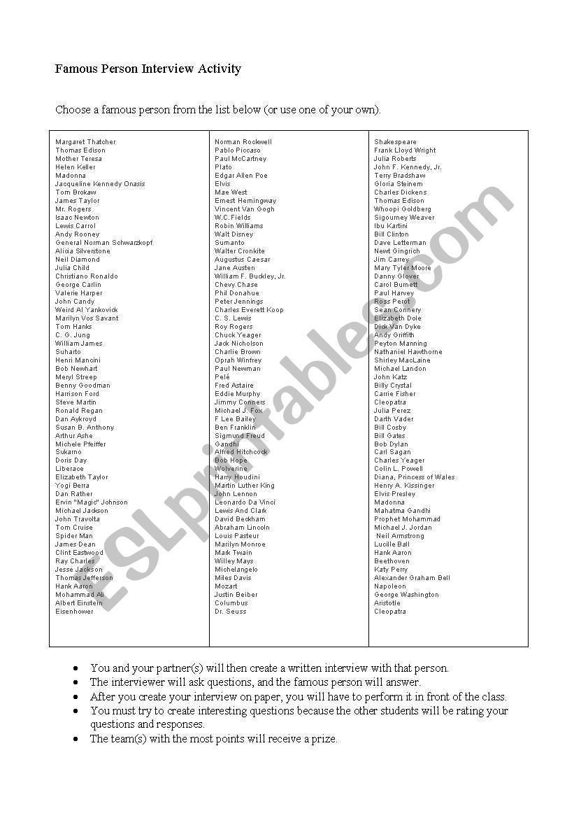 interview worksheet
