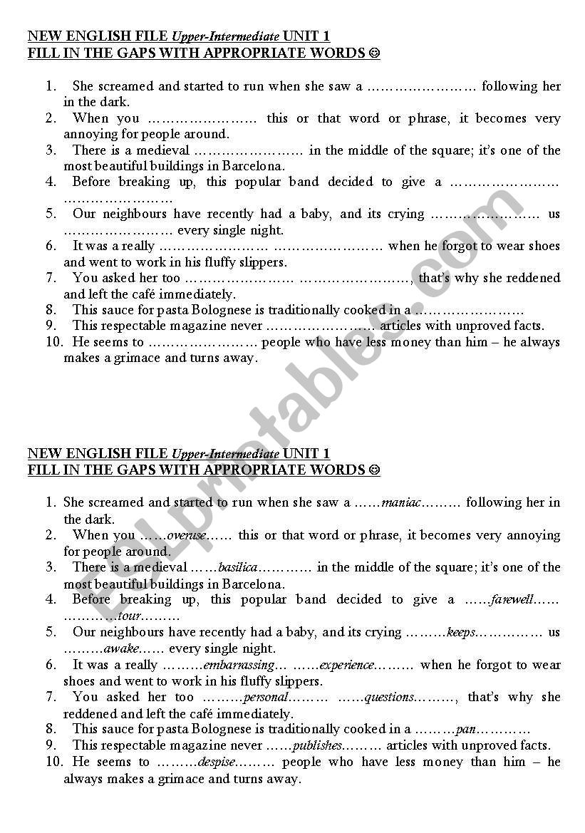 New English File Upper worksheet