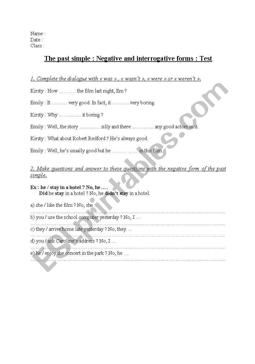 Past simple: negative and interrogative forms