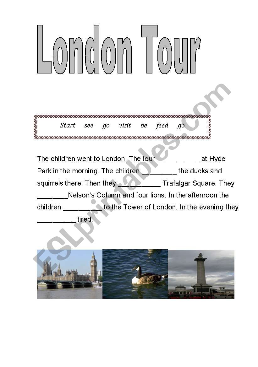 London Tour worksheet
