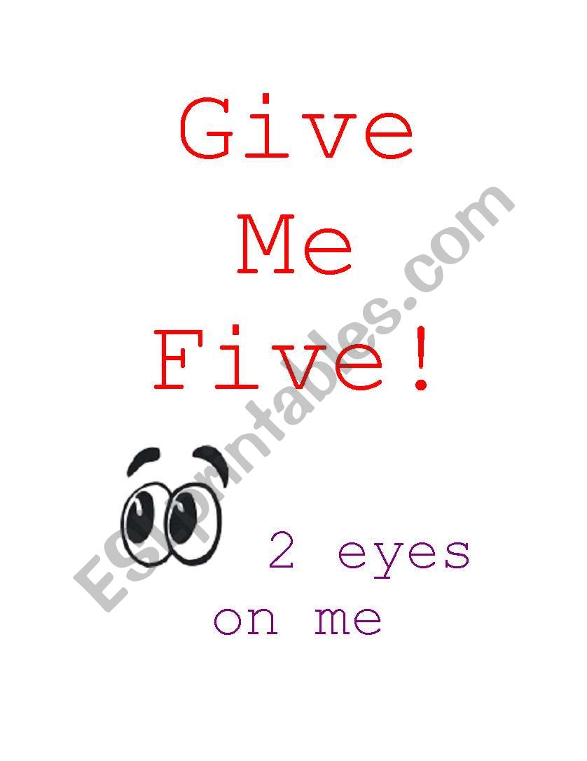 Give me Five worksheet