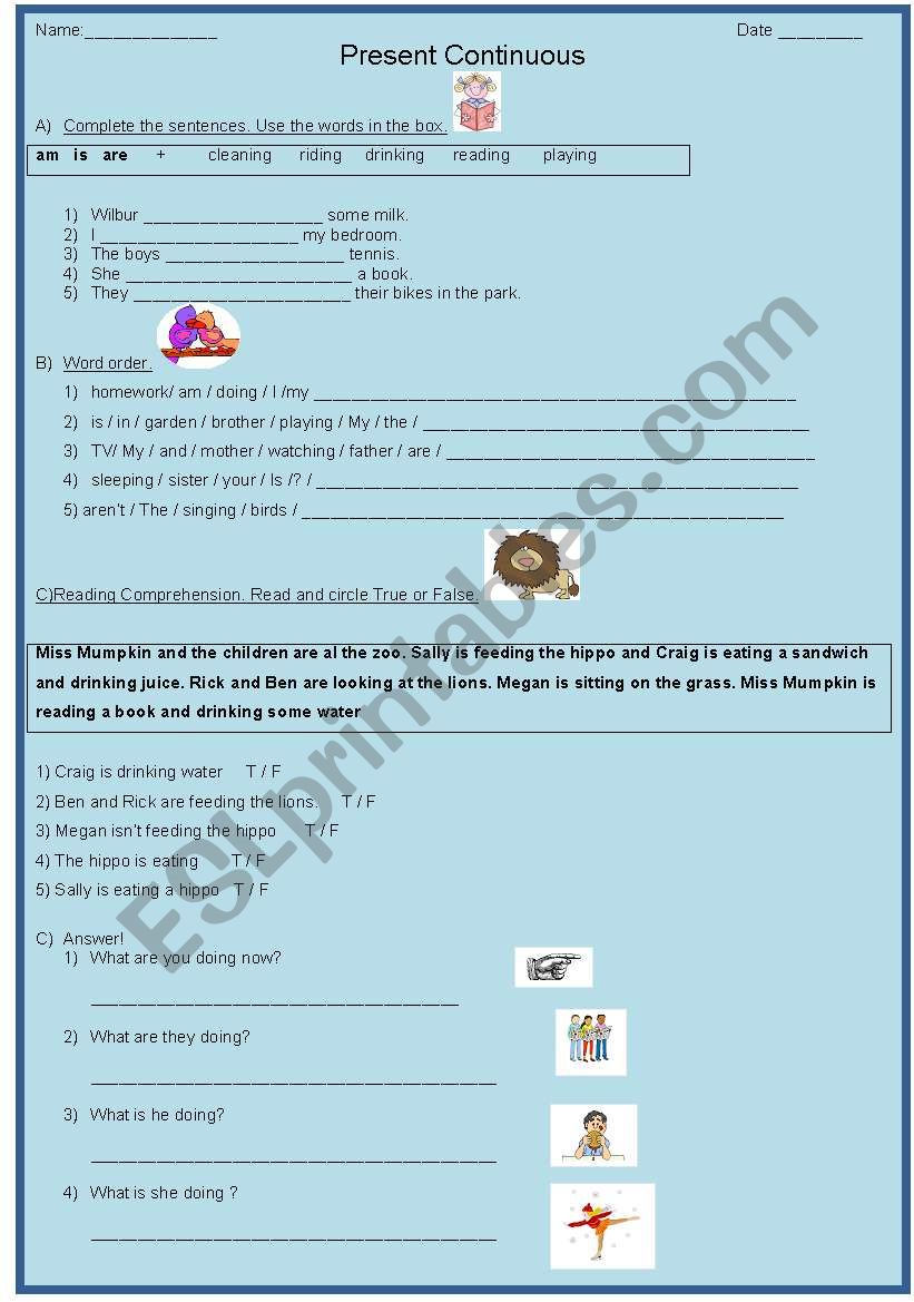 Present continuos worksheet