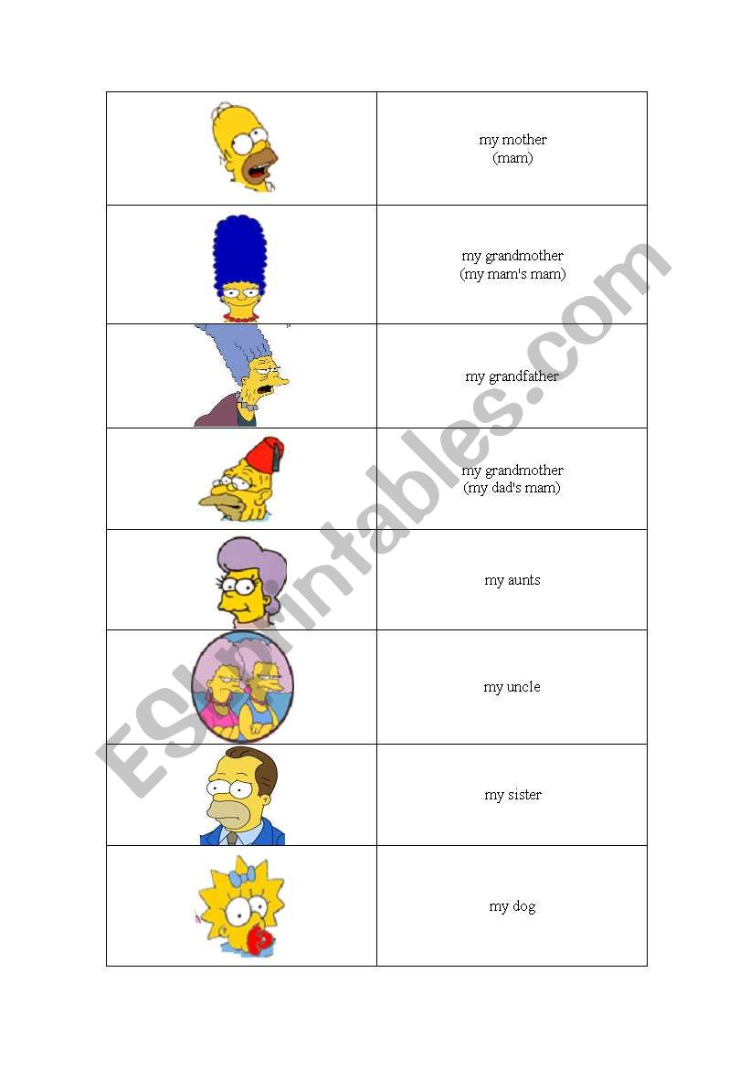 Simpsons Dominoes worksheet