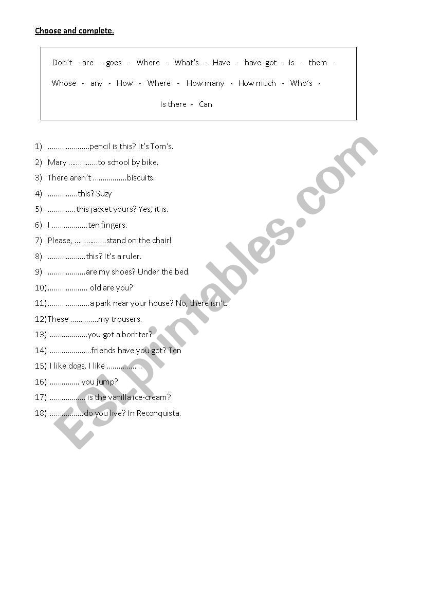 MULTIPLE CHOICE worksheet