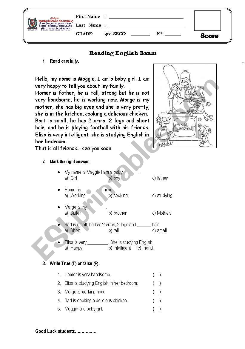 English Reading simpson family