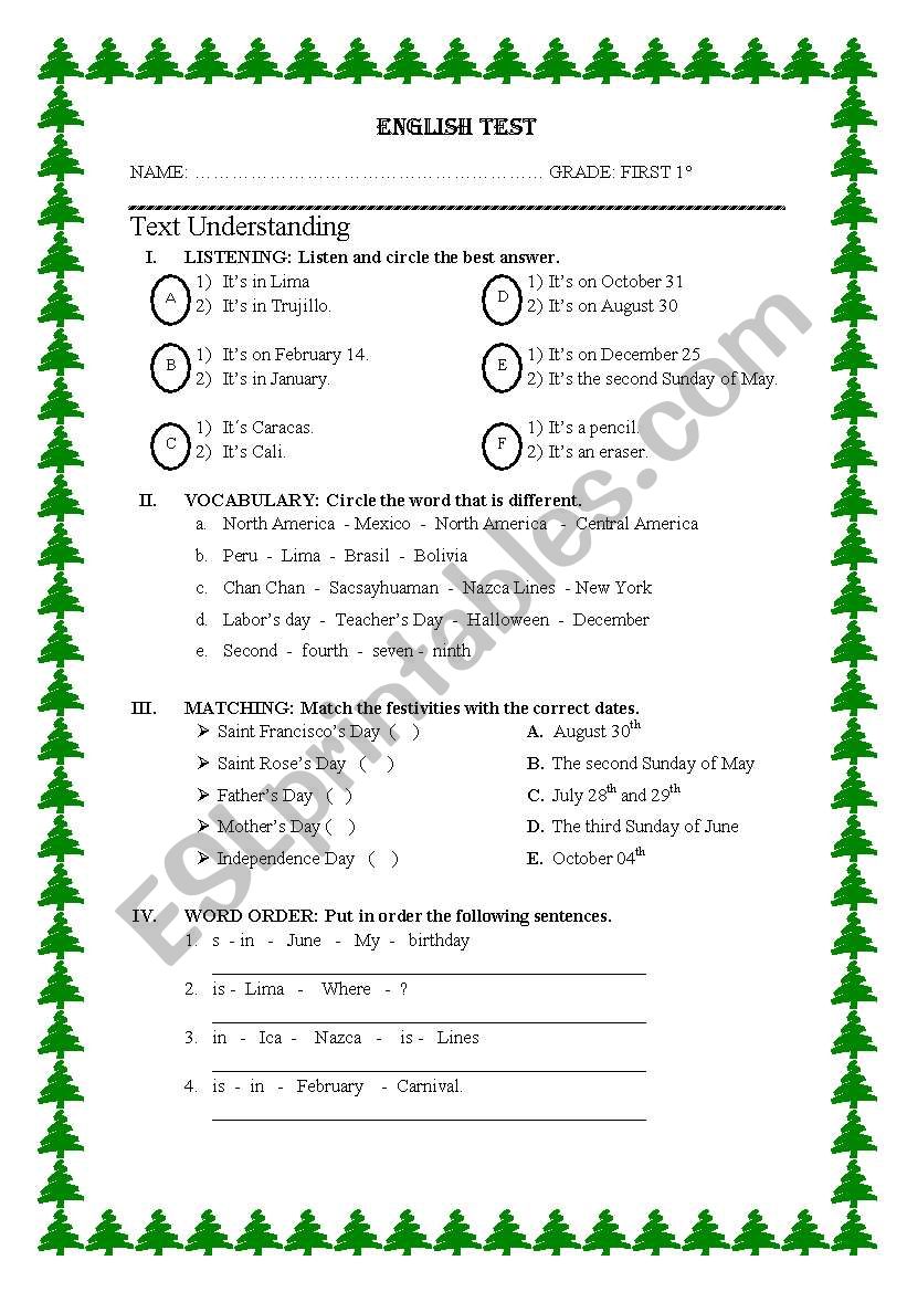 practice about festivities worksheet