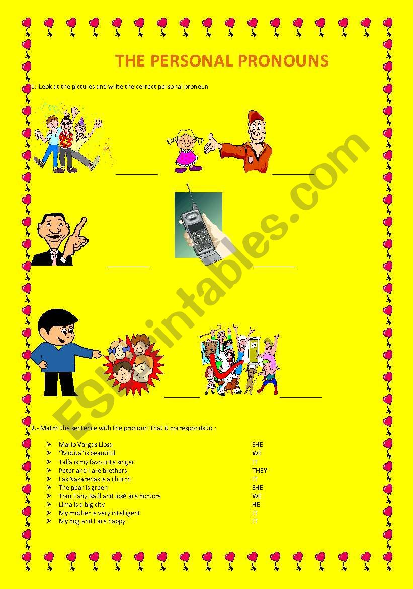 PERSONAL PRONOUNS worksheet