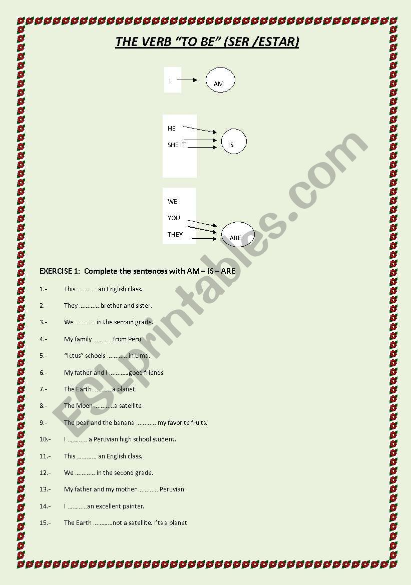 VERB TO BE worksheet