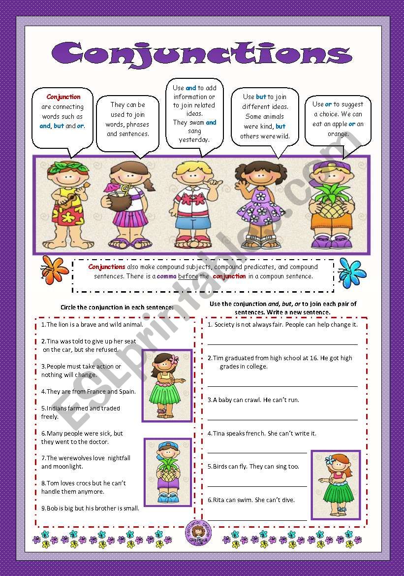 Conjunctions ESL Worksheet By VaneV