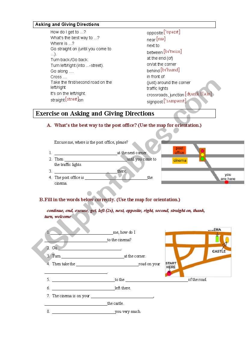 directions worksheet