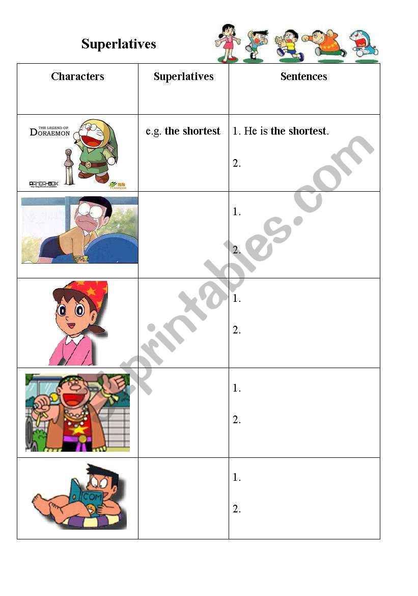 Superlatives worksheet
